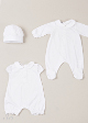 1368103 COPERTA PANNA ROSELLINE ROSSE,1368202 CUFFIA TESS ROMBI PANNA BORDO INTERLOCK,1368232 BAVAGLINO BORDO TRAPUNT.+ROSA ROSSA,1368503 TUTINA INTERLOCK PANNA ROSE ROSSE, 